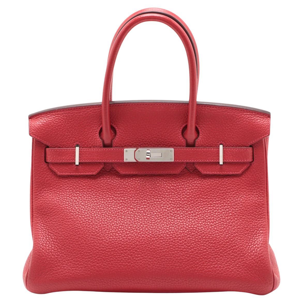 Hermes Birkin 30 Taurillon Clemence Rouge For Sale