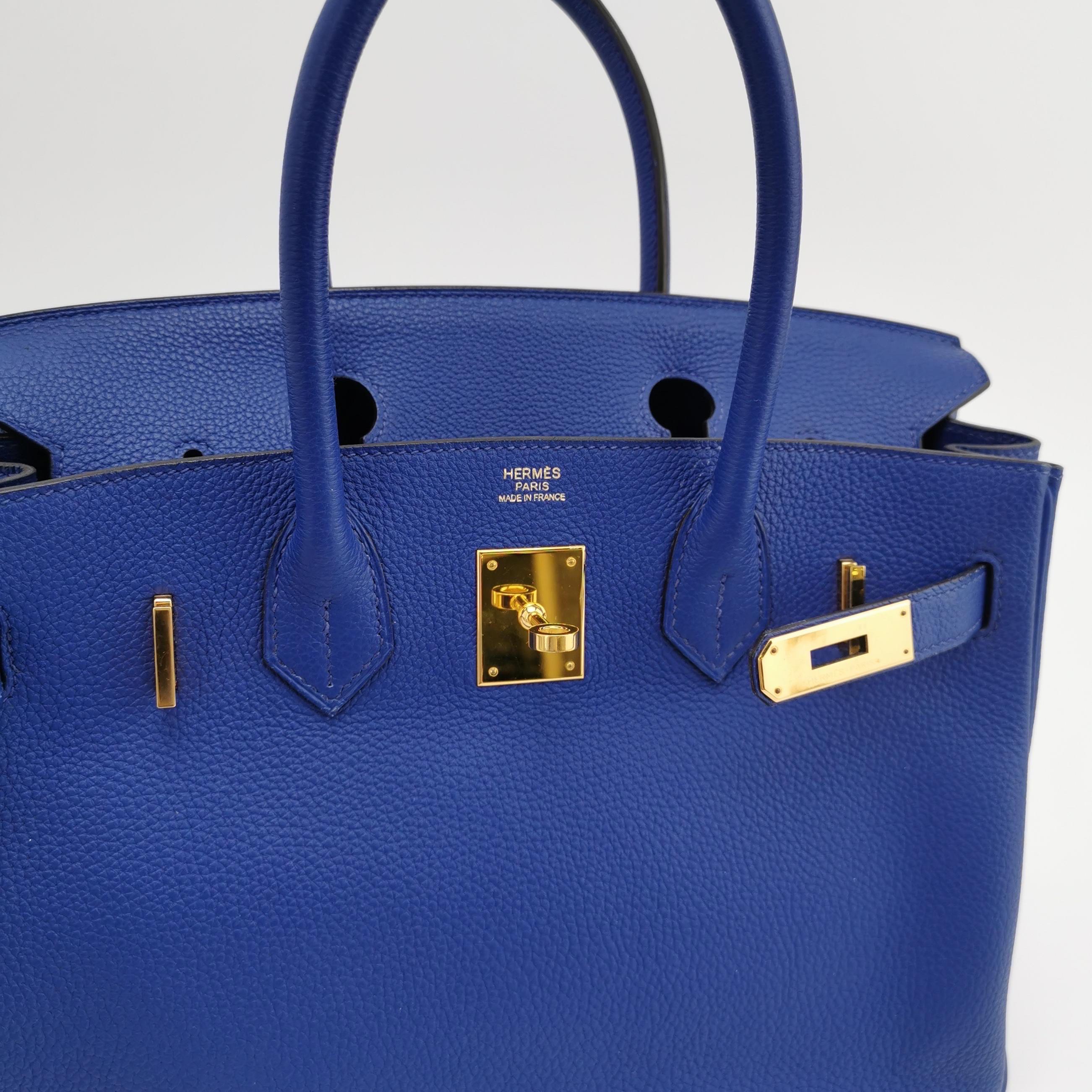 Hermes Birkin 30 Togo 71 Bleu France  Calfskin Gold Hardware 2014 1