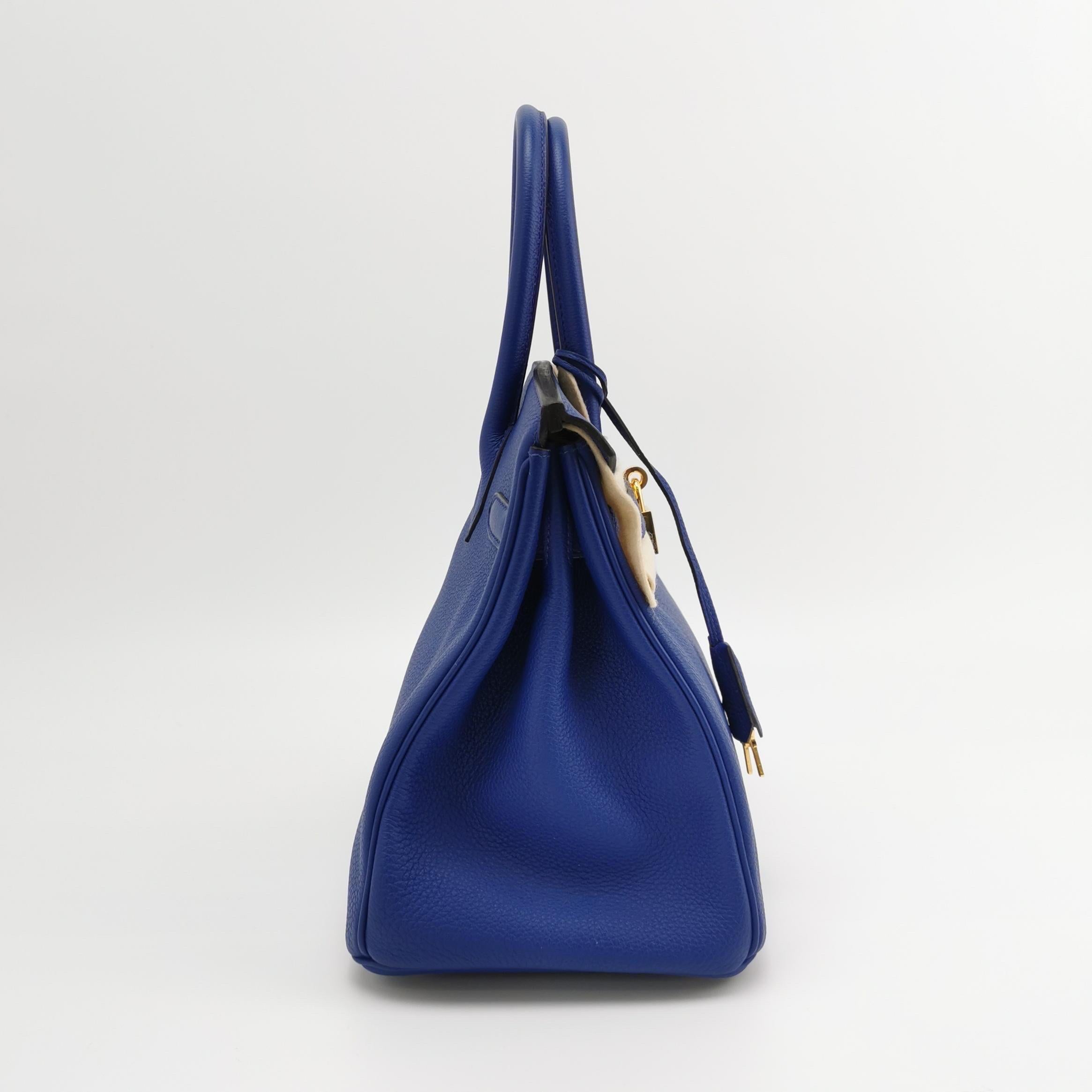 Hermes Birkin 30 Togo 71 Bleu France  Calfskin Gold Hardware 2014 2