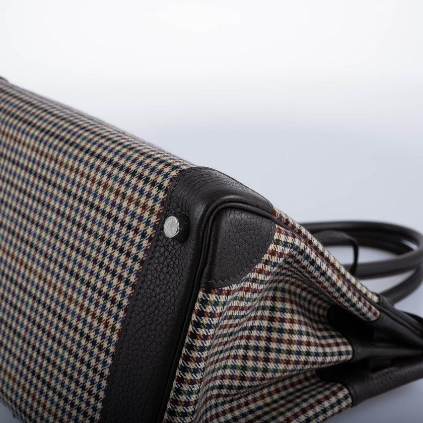 Hermès Birkin 30 Togo and Plaid Wool Lainage Palladium Hardware Bag For Sale 7