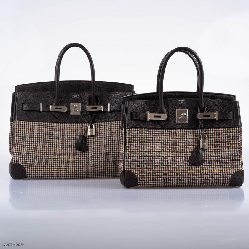 Hermès Birkin 30 Togo and Plaid Wool Lainage Palladium Hardware Bag For Sale 11