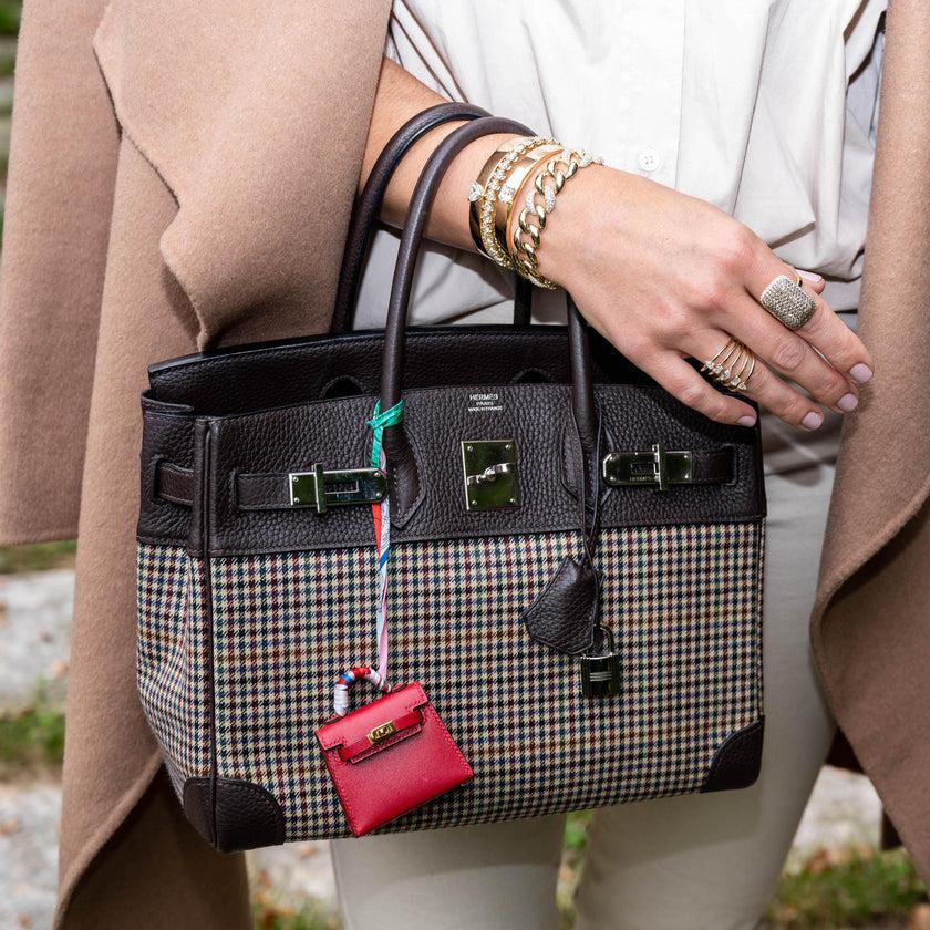 Hermès Birkin 30 Togo and Plaid Wool Lainage Palladium Hardware Bag For Sale 13