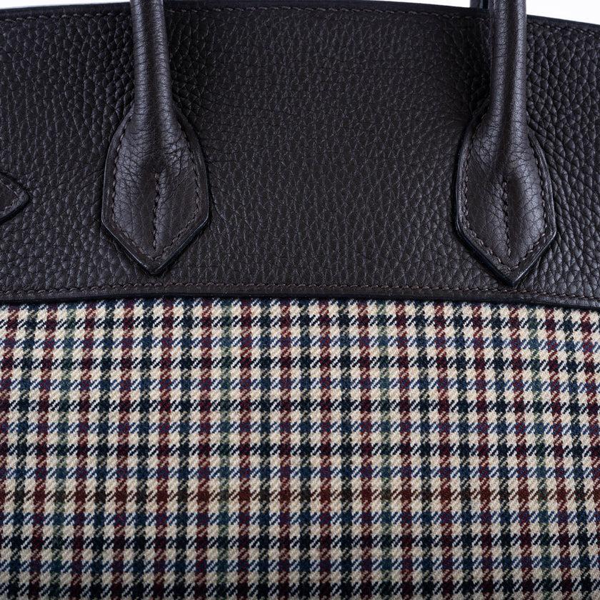 Hermès Birkin 30 Togo and Plaid Wool Lainage Palladium Hardware Bag In Excellent Condition For Sale In NYC Tri-State/Miami, NY