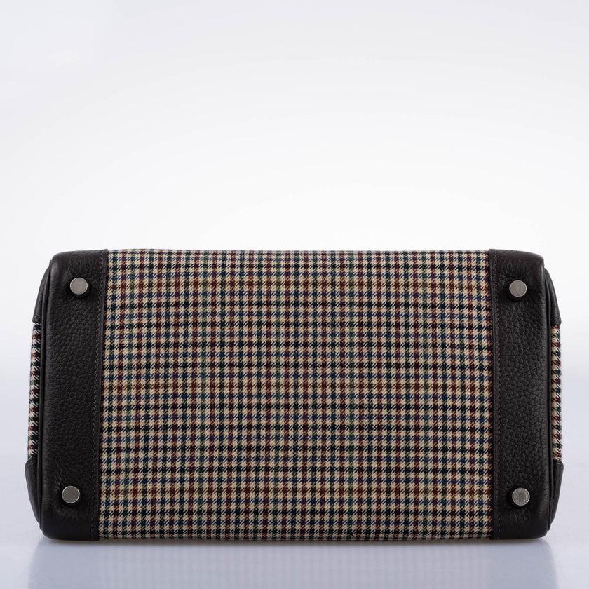 Hermès Birkin 30 Togo and Plaid Wool Lainage Palladium Hardware Bag For Sale 1