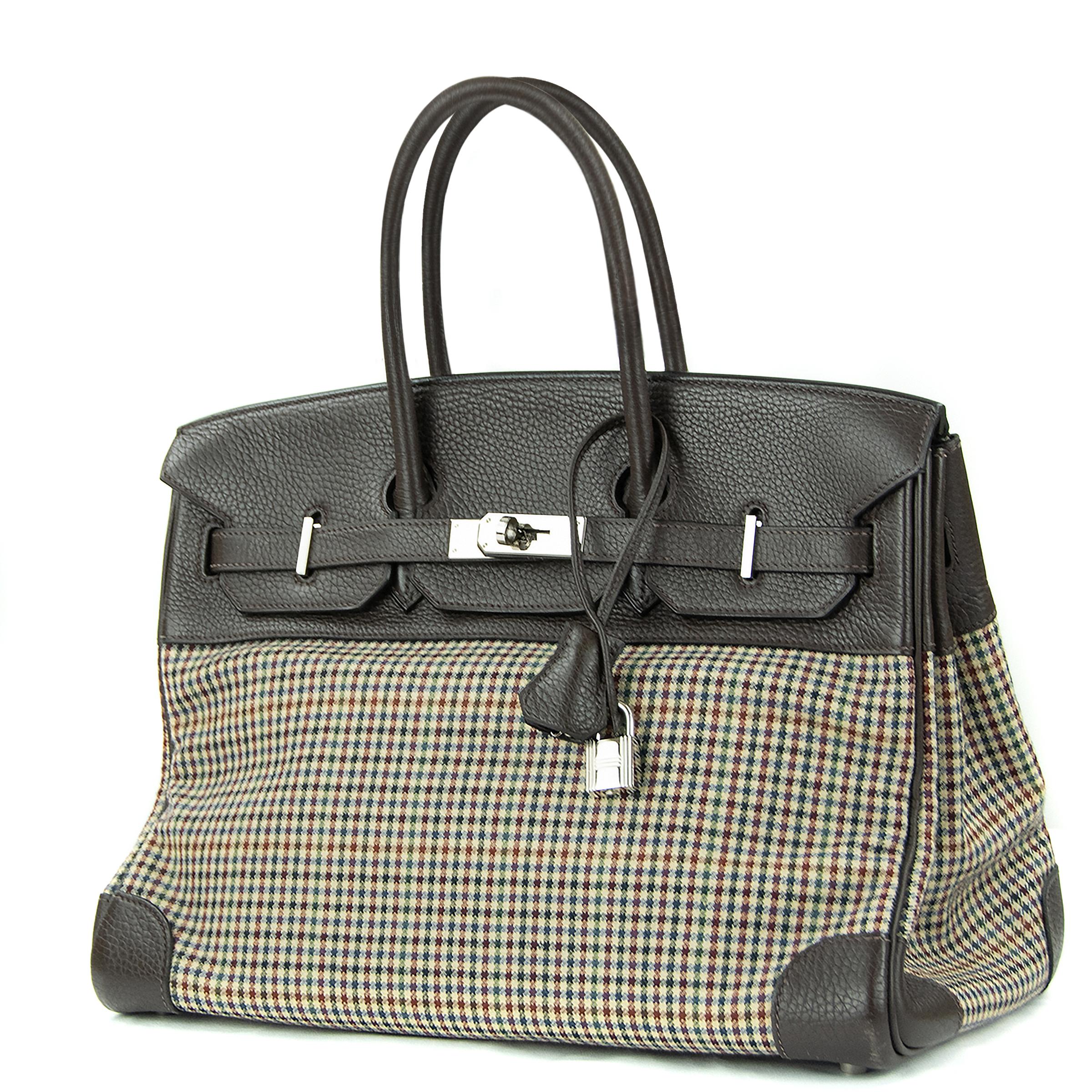 Hermes 30cm Birkin bag in Togo & Plaid Wool Lainage. This iconic special order Hermes Birkin bag is timeless and chic. Fresh and crisp with palladium hardware.

    Condition: New or Never Used
    Made in France
    Bag Measures: 30cm (11.8