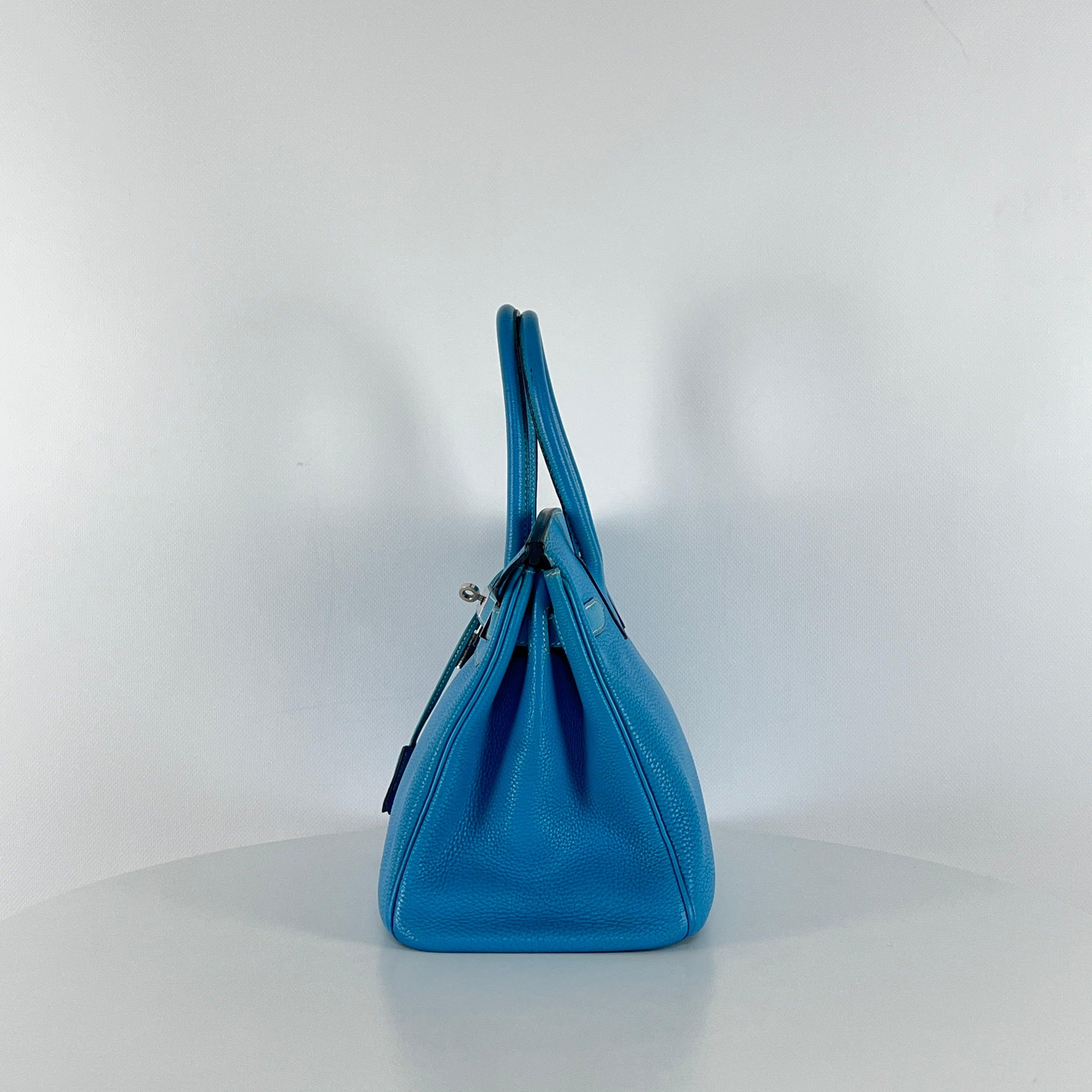 Hermès Birkin 30 Pelle Togo Blu Jean Hardware Palladium 2010 in vendita 1