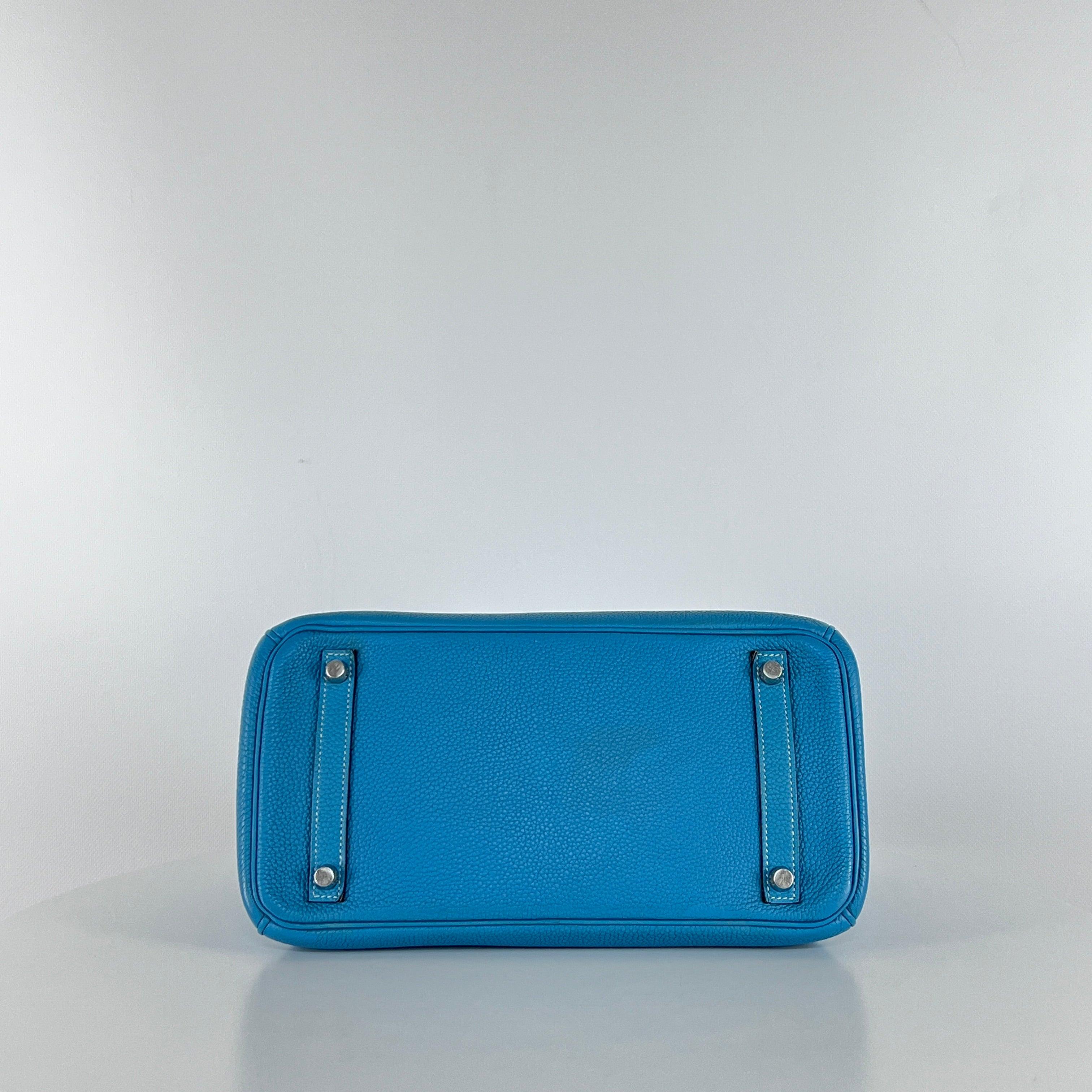 Hermès Birkin 30 Pelle Togo Blu Jean Hardware Palladium 2010 in vendita 3