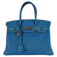 Hermès Birkin 30 Togo Leather Blue Jean Palladium Hardware 2010