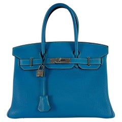 Hermès Birkin 30 Togo Leather Blue Jean Palladium Hardware 2010