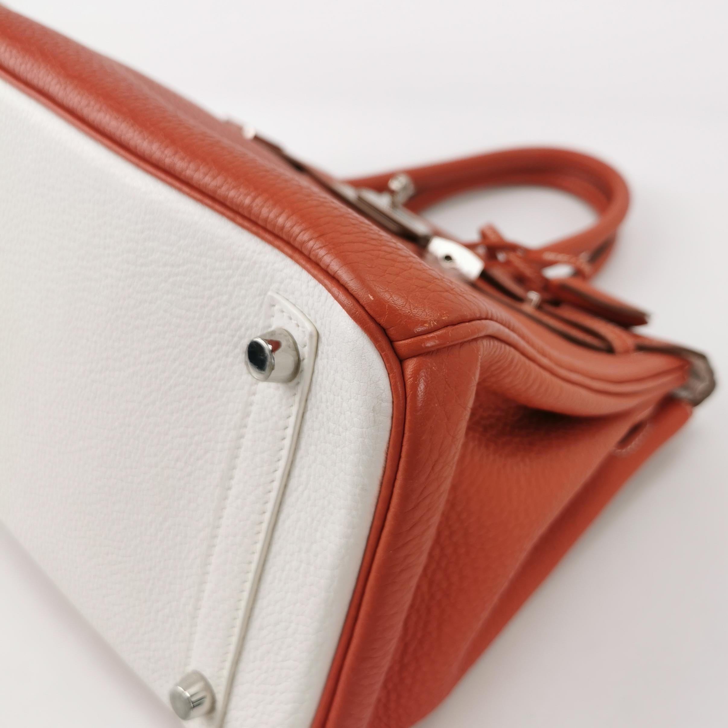 Hermes Birkin 30 Togo Leather Orange 9M Sanguine and White Palledium Hardware 20 5