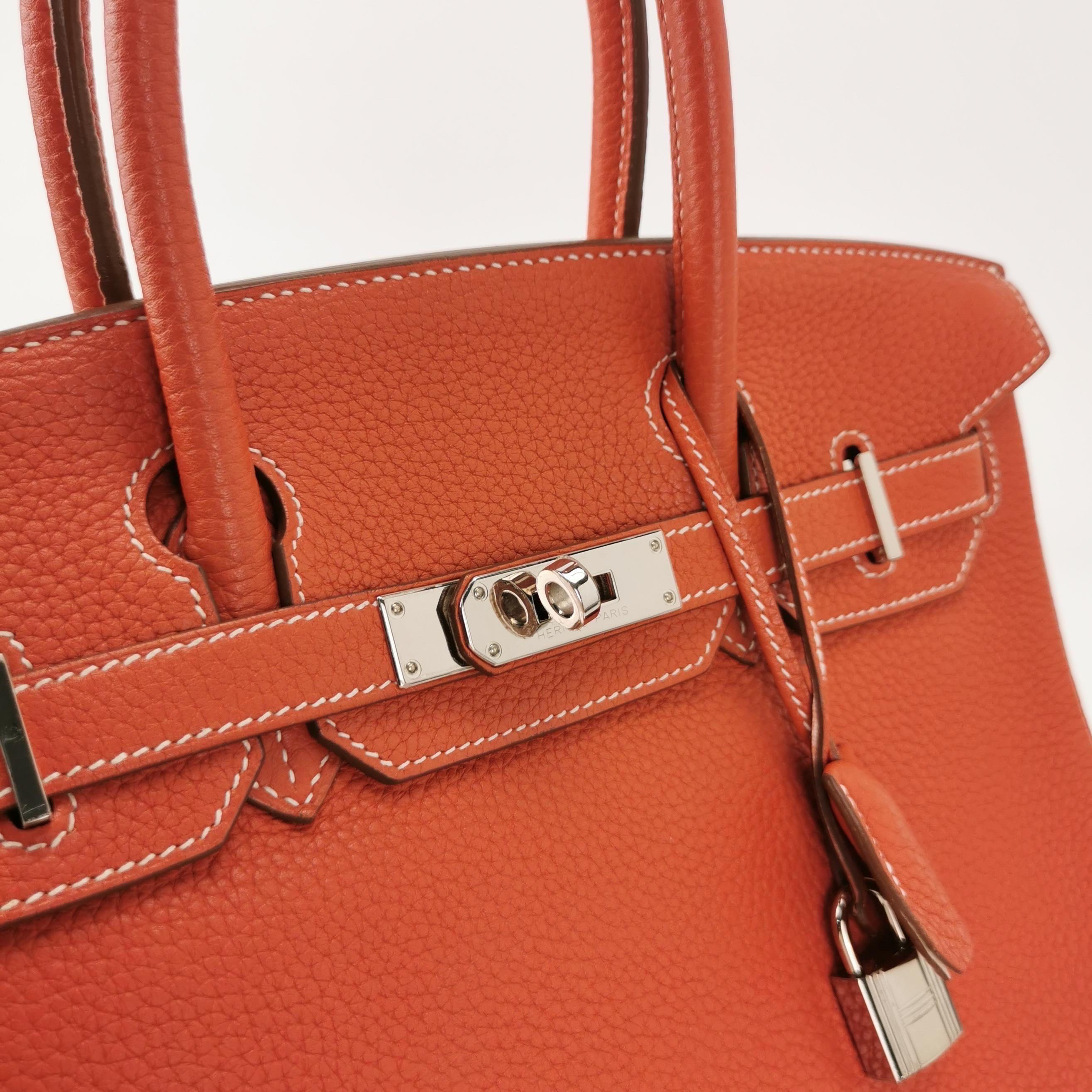 Hermes Birkin 30 Togo Leather Orange 9M Sanguine and White Palledium Hardware 20 1