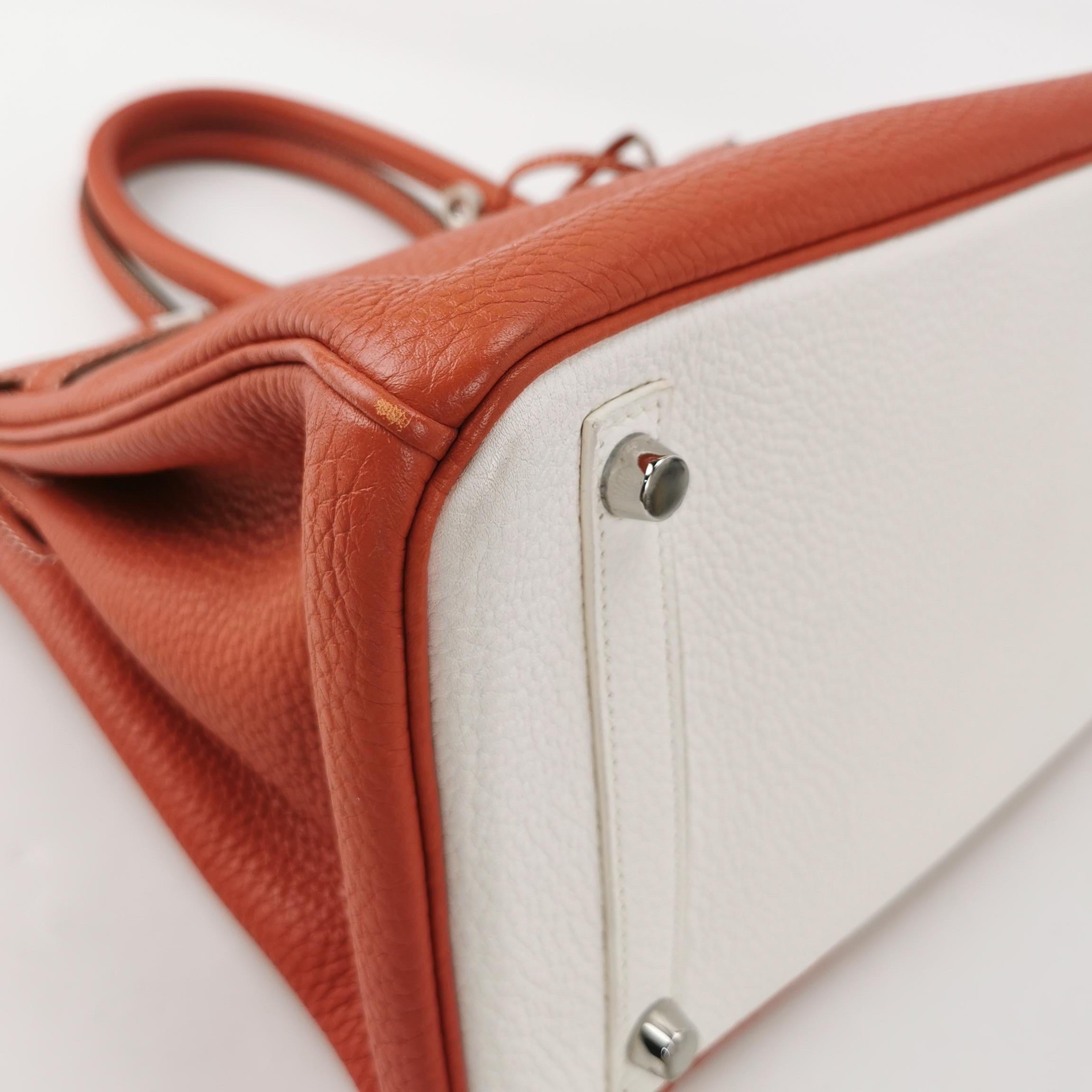 Hermes Birkin 30 Togo Leather Orange 9M Sanguine and White Palledium Hardware 20 2