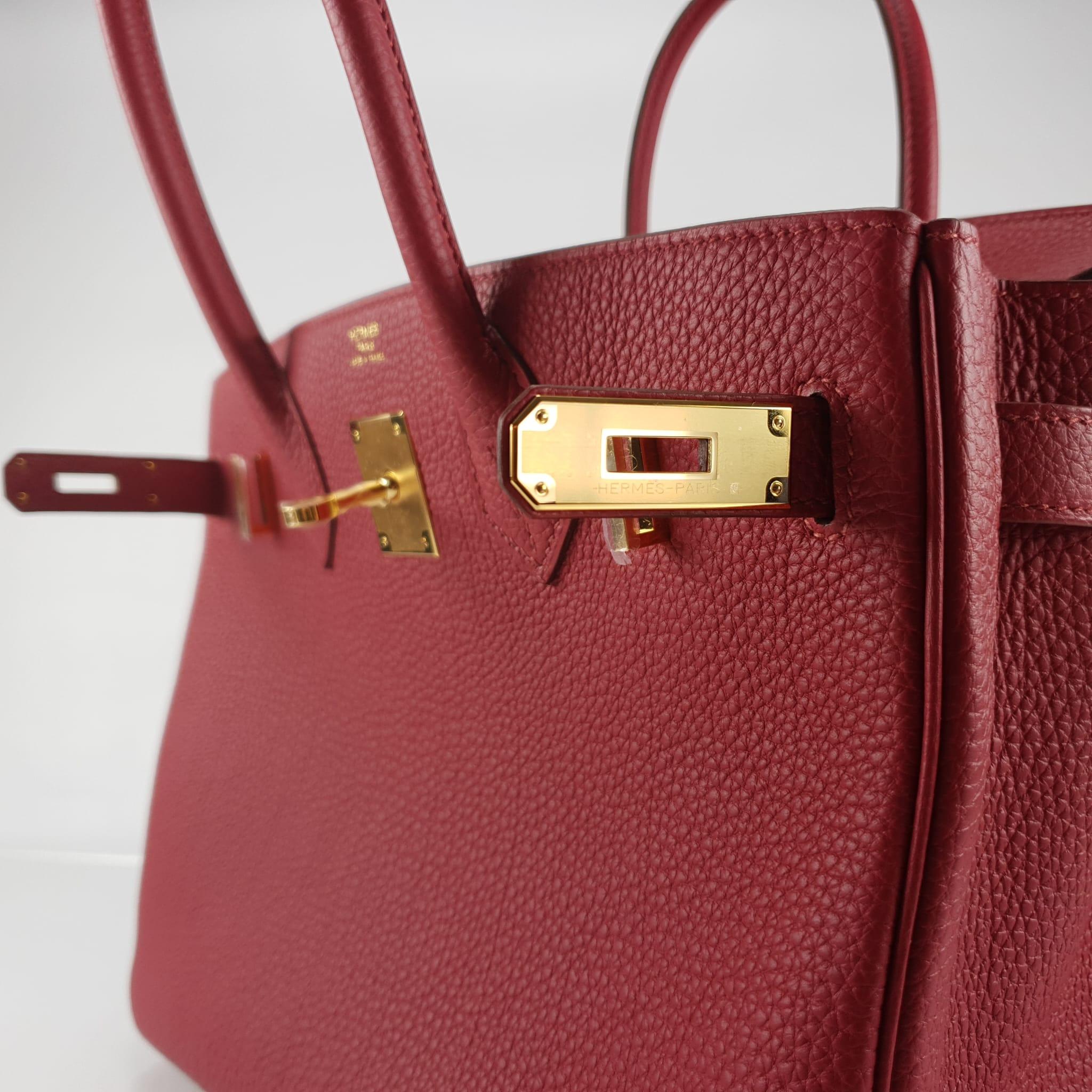 Hermes Birkin 30 Togo Leather Red Ruby  Gold Plated Hardware 7