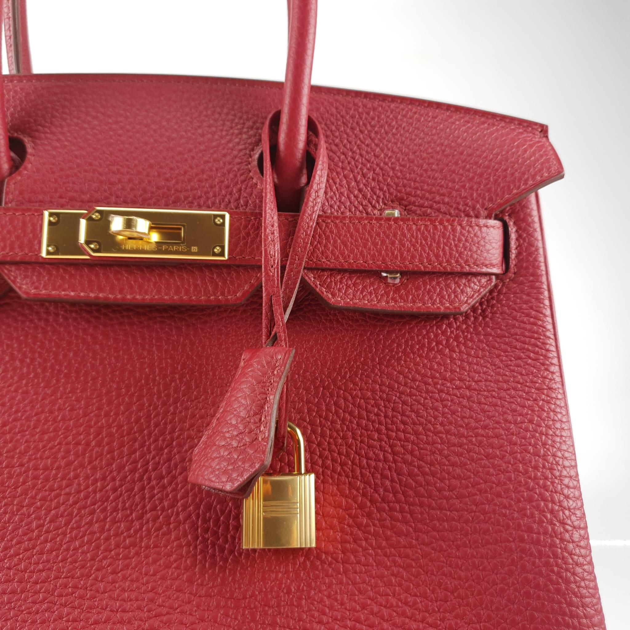 Hermes Birkin 30 Togo Leather Red Ruby  Gold Plated Hardware 8