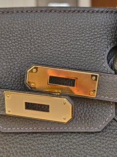 Hermès Birkin 30 Togo Vert de Gris GHW. Full Set/Receipt. Protective Stickers On