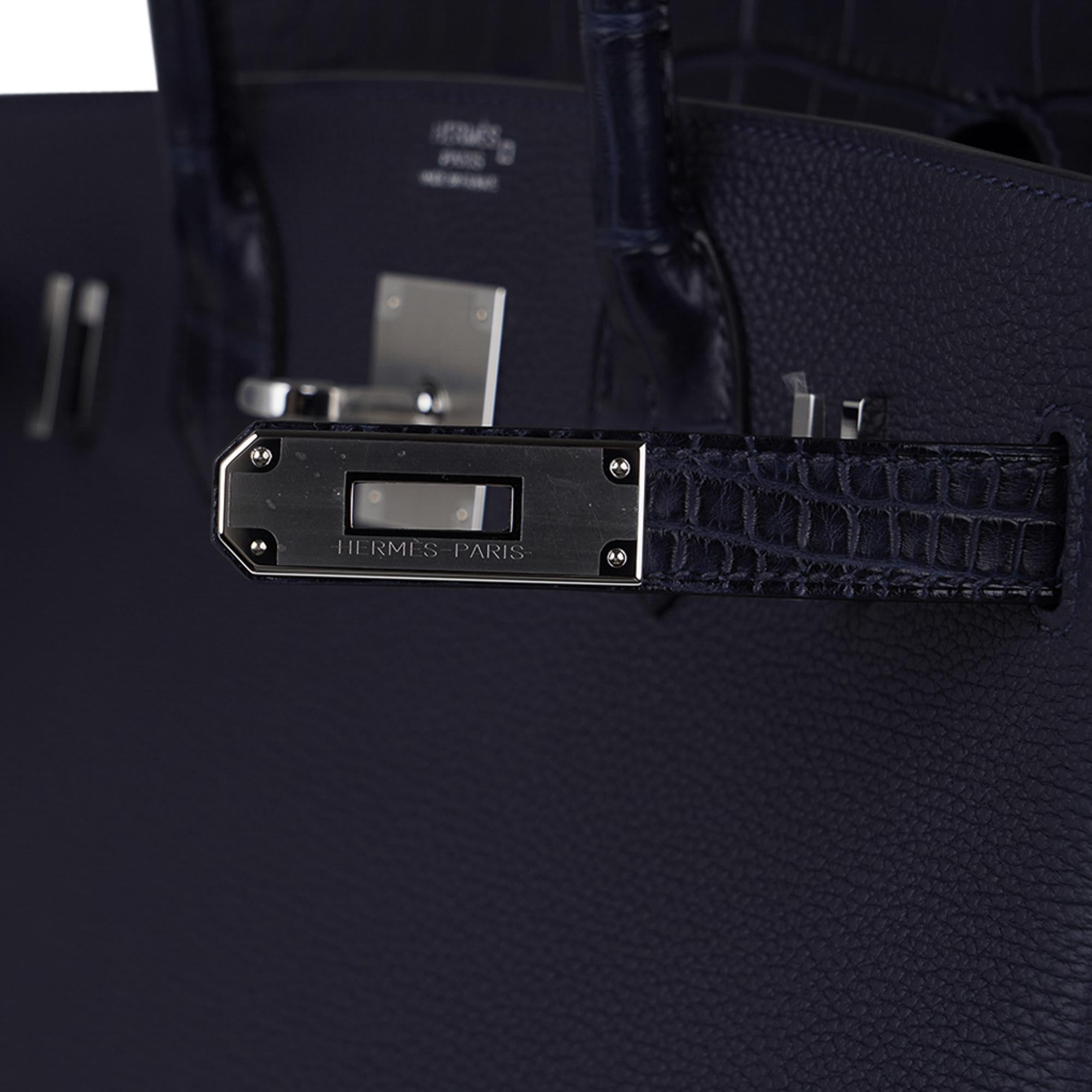 Women's Hermes Birkin 30 Touch Blue Indigo Matte Alligator Bag Palladium Hardware