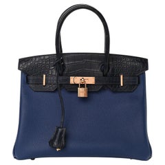HERMES Birkin 30 Touch Blau Saphir Bleu Marine Togo Leder Tote Bag