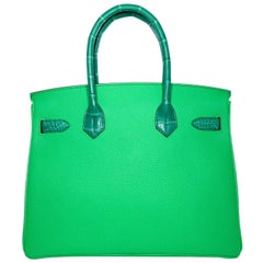 Hermes Birkin 30 Touch Vert Jade Vert Comics Nilo Krokodil Togo Palladium Tasche