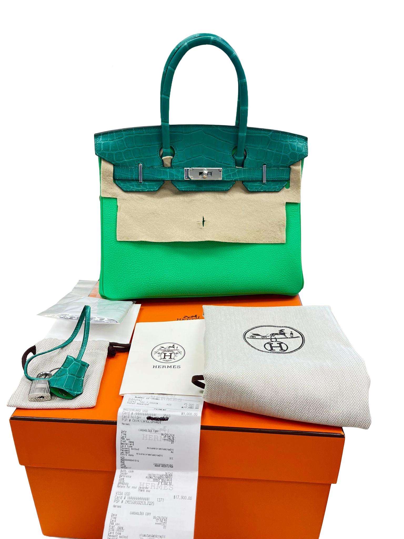 Hermes Birkin 30 Touch Vert Jade Vert Comics Nilo Crocodile Togo Borsa Palladium In condizioni Nuovo in vendita a Aventura, FL