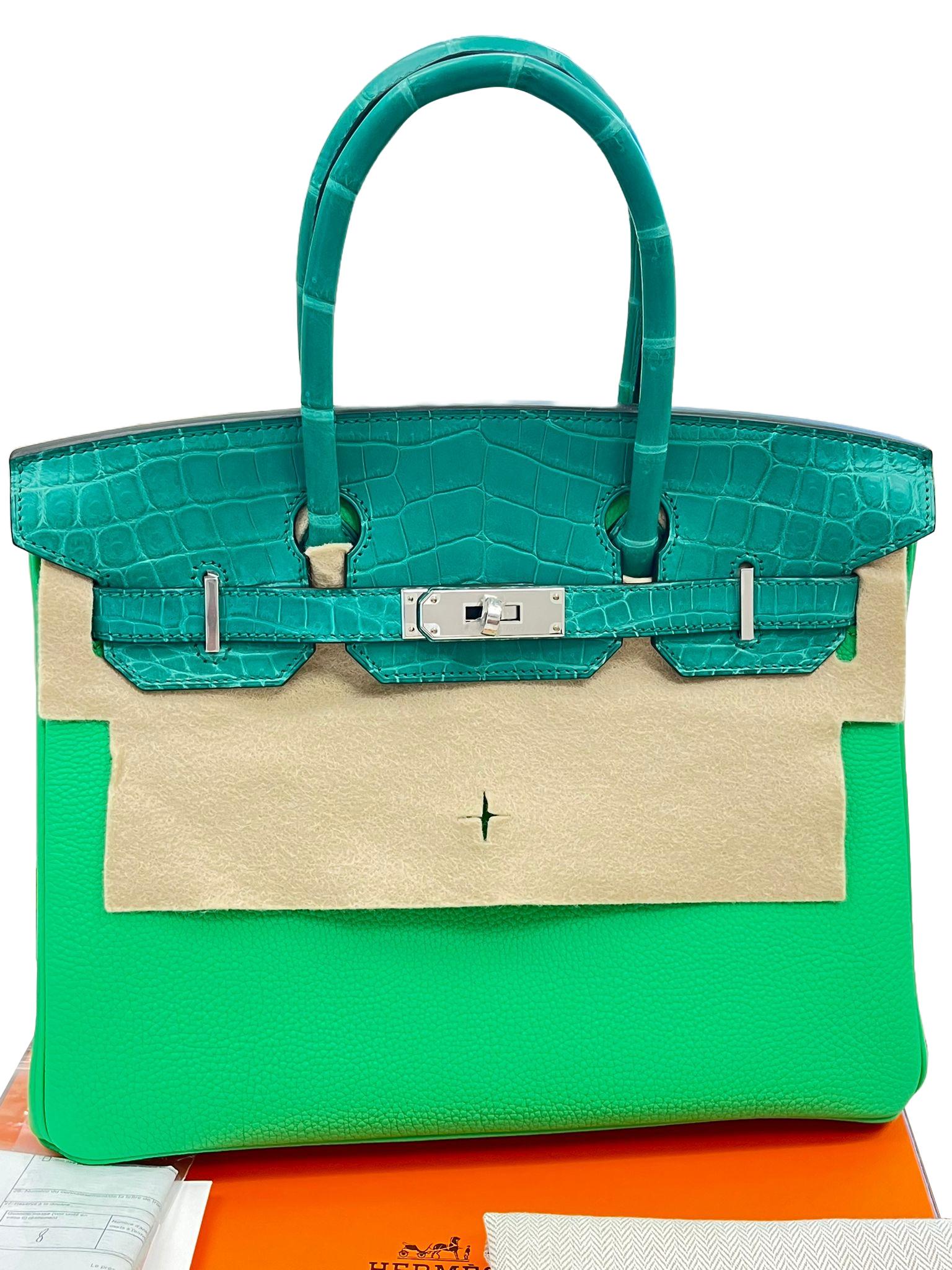 Hermes Birkin 30 Touch Vert Jade Vert Comics Nilo Crocodile Togo Borsa Palladium in vendita 2
