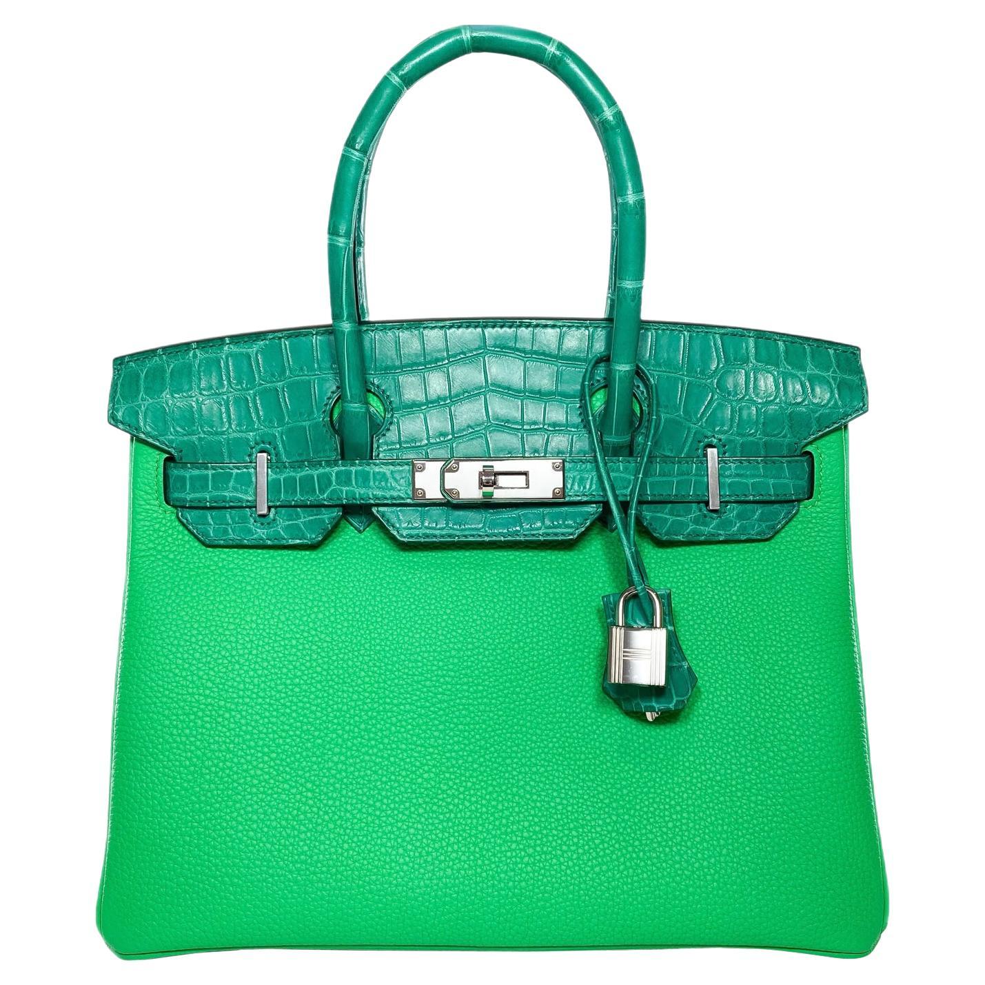 Hermes Birkin 30 Touch Vert Jade Vert Comics Nilo Crocodile Togo Borsa Palladium in vendita