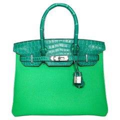 Hermes Birkin 30 Touch Vert Jade Vert Comics Nilo Crocodile Togo Palladium Bag