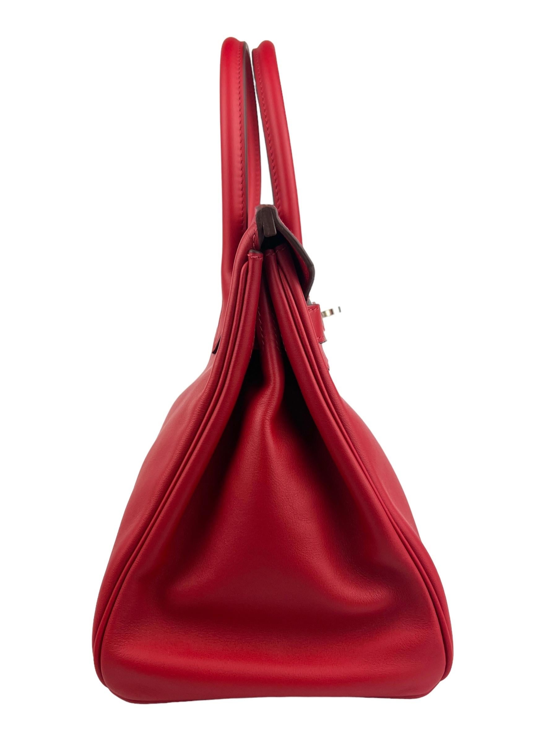 Hermès - Sac Birkin 30 Tressage Rouge de Coeur Rouge H Piment Rouge Palladium Matériel en vente 1