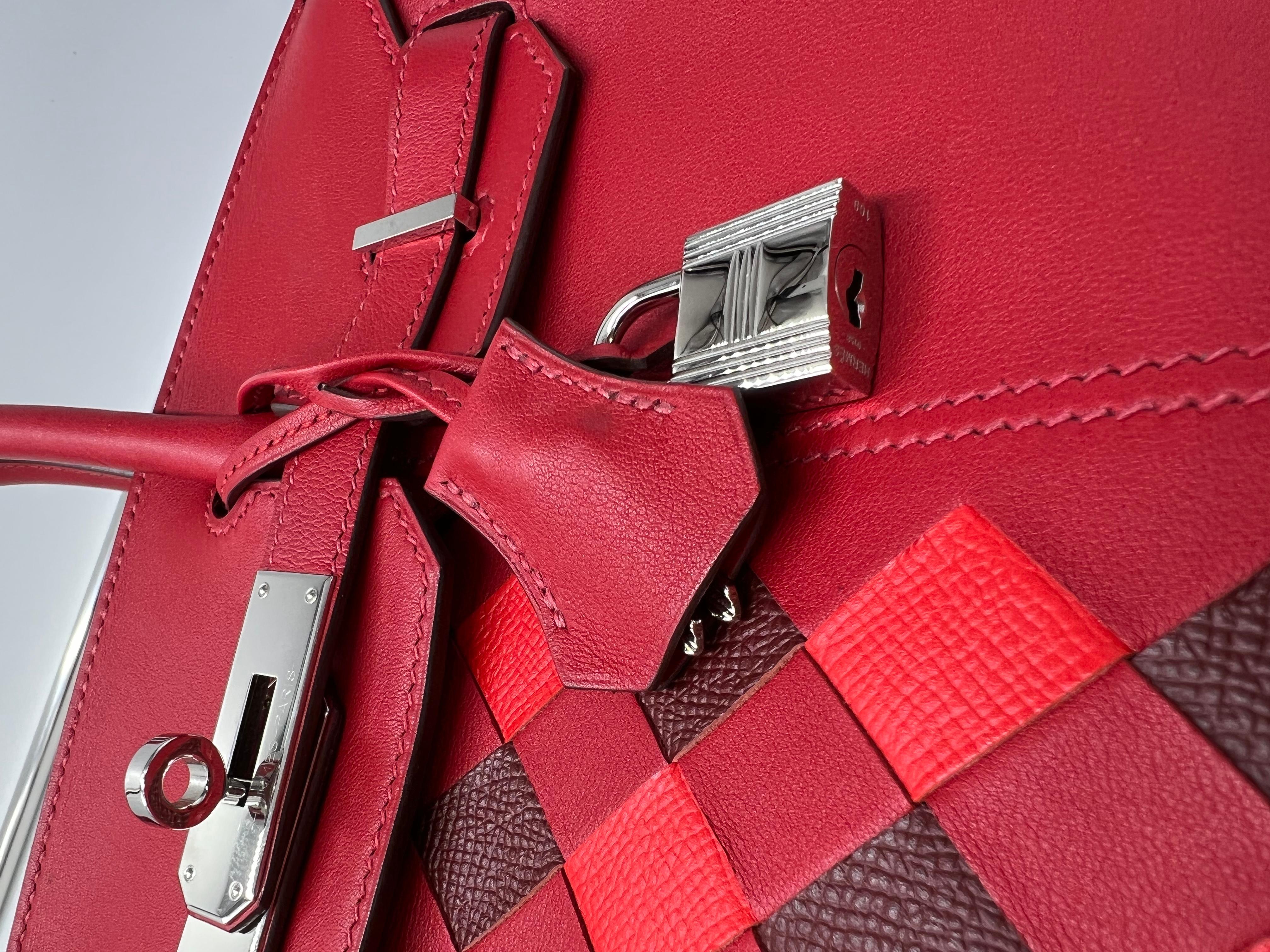 Hermes Birkin 30 Tressage Rouge de Coeur Swift In Excellent Condition In London, England