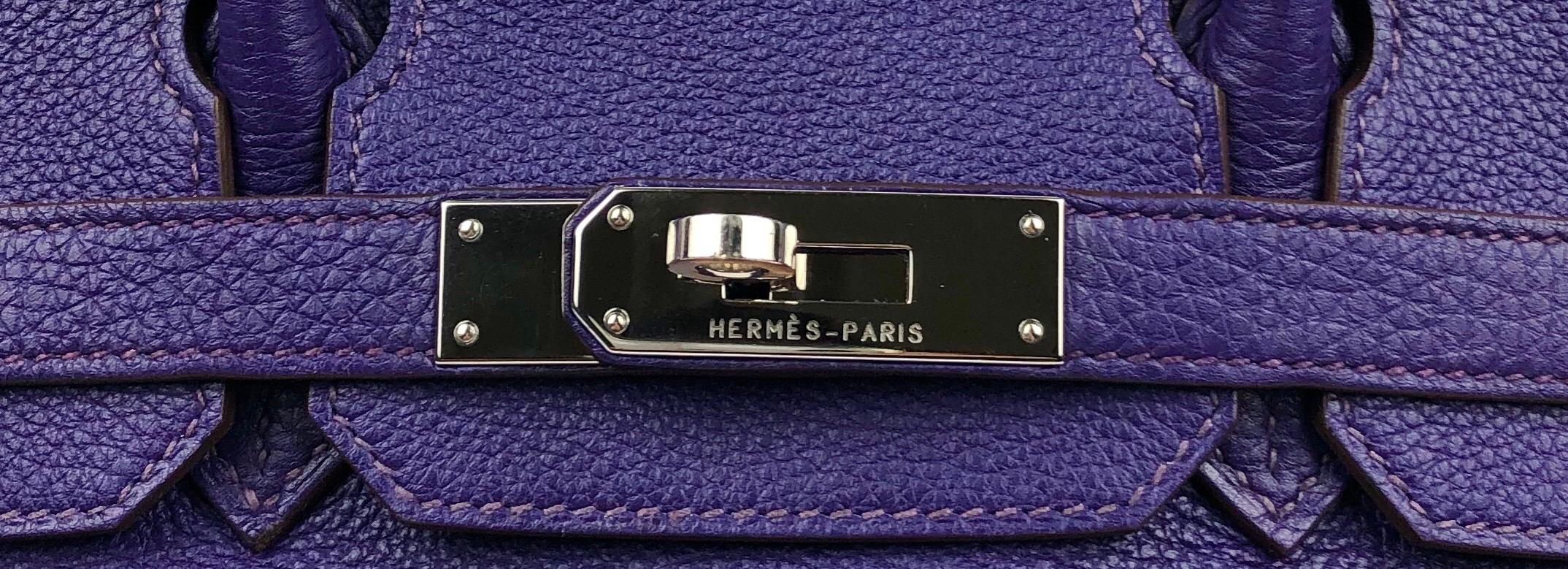 Hermes Birkin 30 Ultraviolet Purple Palladium Hardware In Excellent Condition In Miami, FL