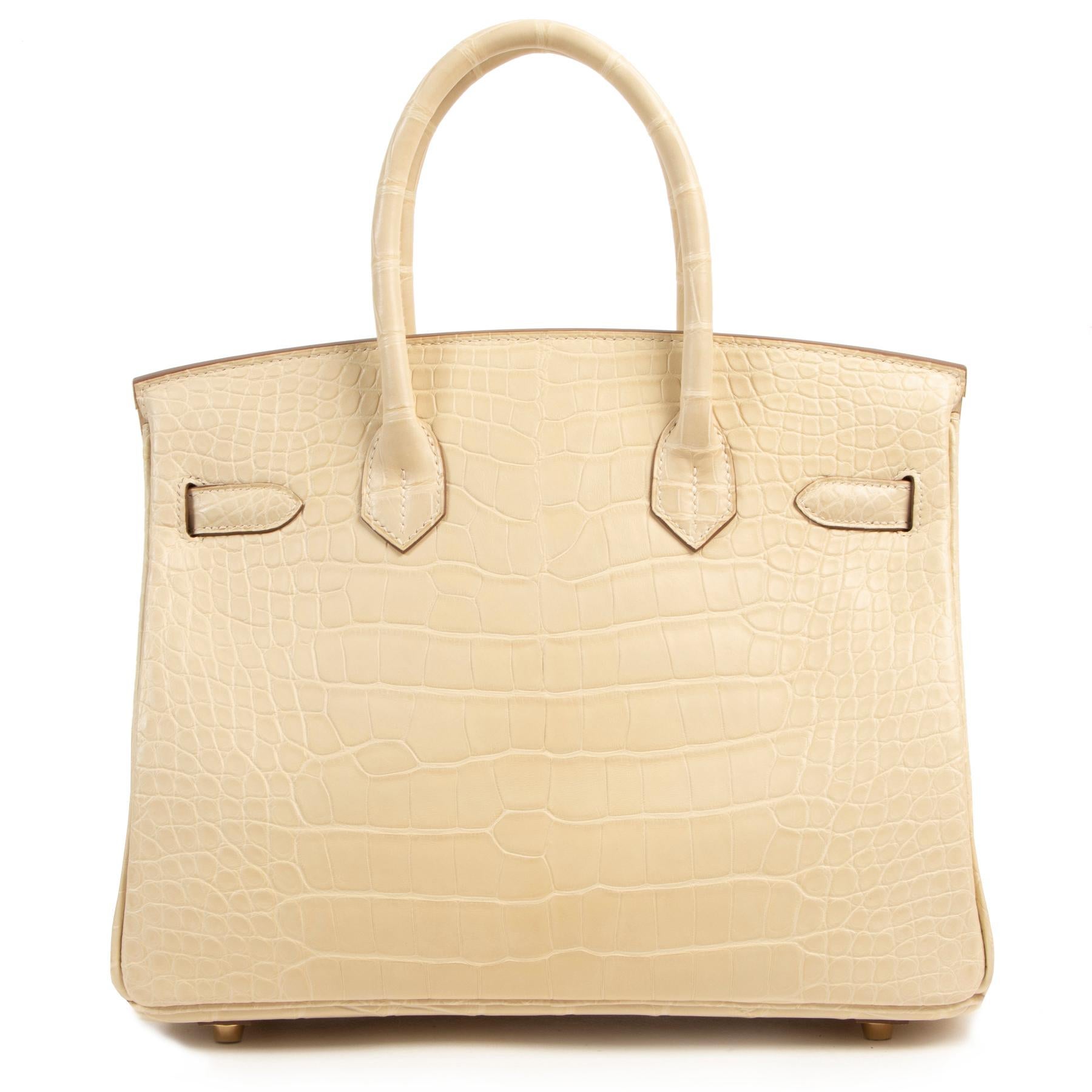 vanille-beige matte alligator hermes birkin 30 with palladium hardware