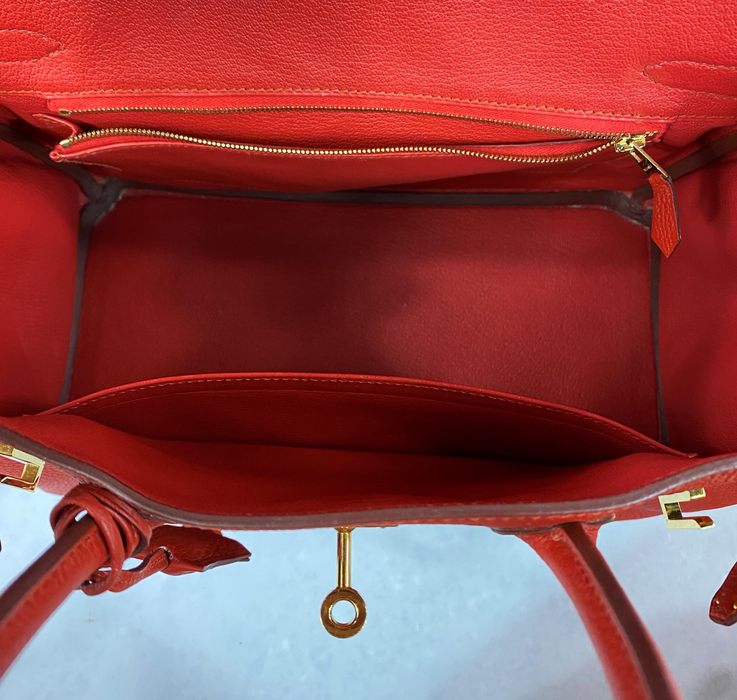 Hermes Birkin 30 Veau Togo Geranium Red Vermillon Handbag 7