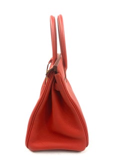Hermes Birkin 30 Veau Togo Geranium Red Vermillon Handbag