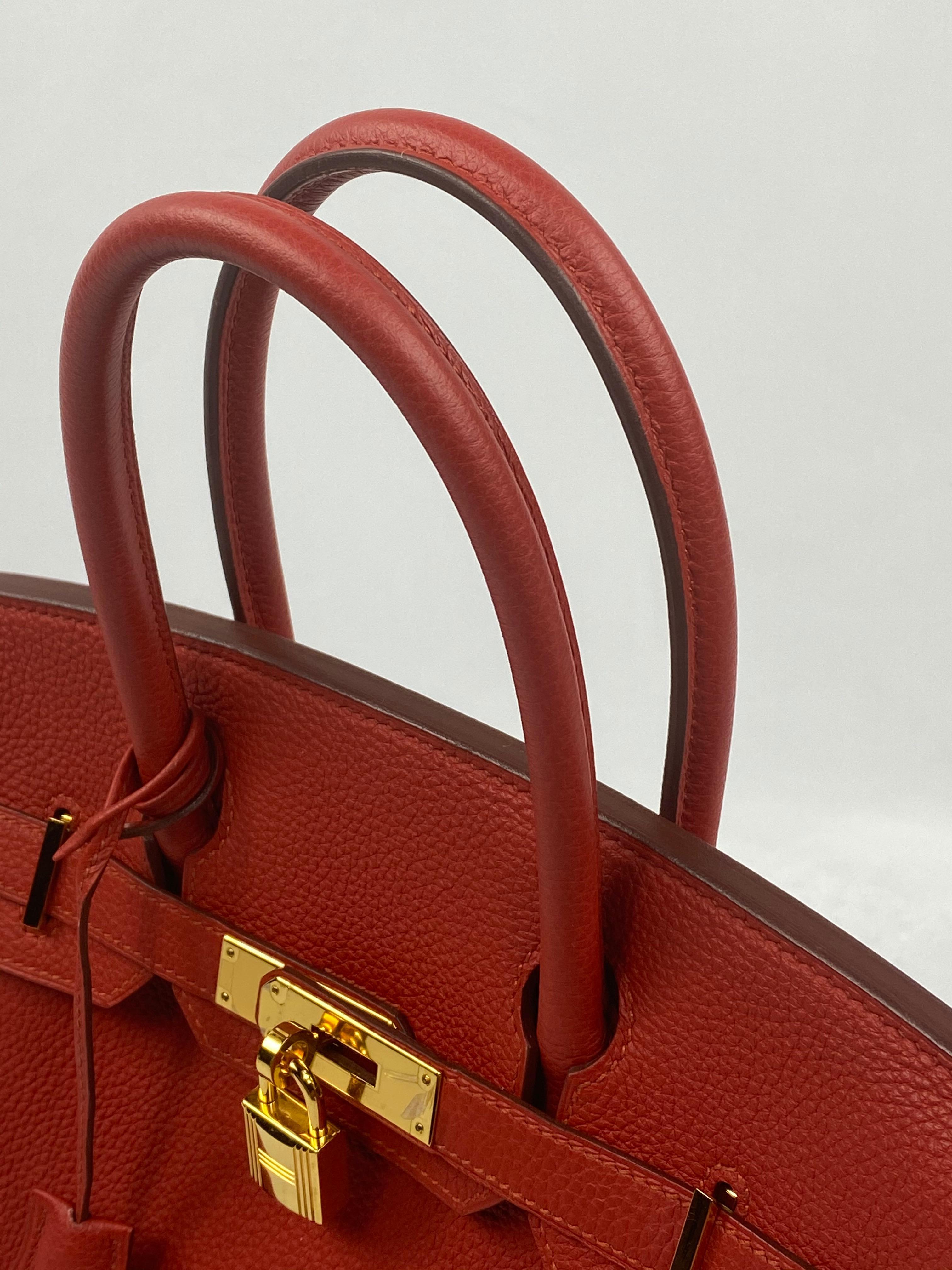 Hermes Birkin 30 Veau Togo Geranium Red Vermillon Handbag  In Excellent Condition In Beverly Hills, CA