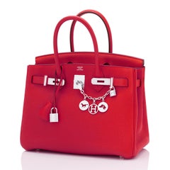 Hermes Birkin 30 Vermillion Lipstick Red Bag U Stamp, 2022 Rare