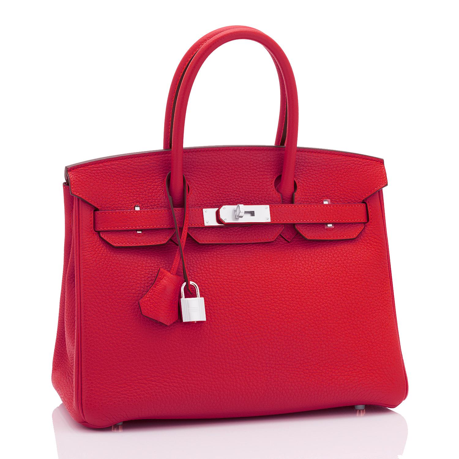 Women's Hermes Birkin 30 Vermillion Lipstick Red Bag U Stamp, 2022 Rare