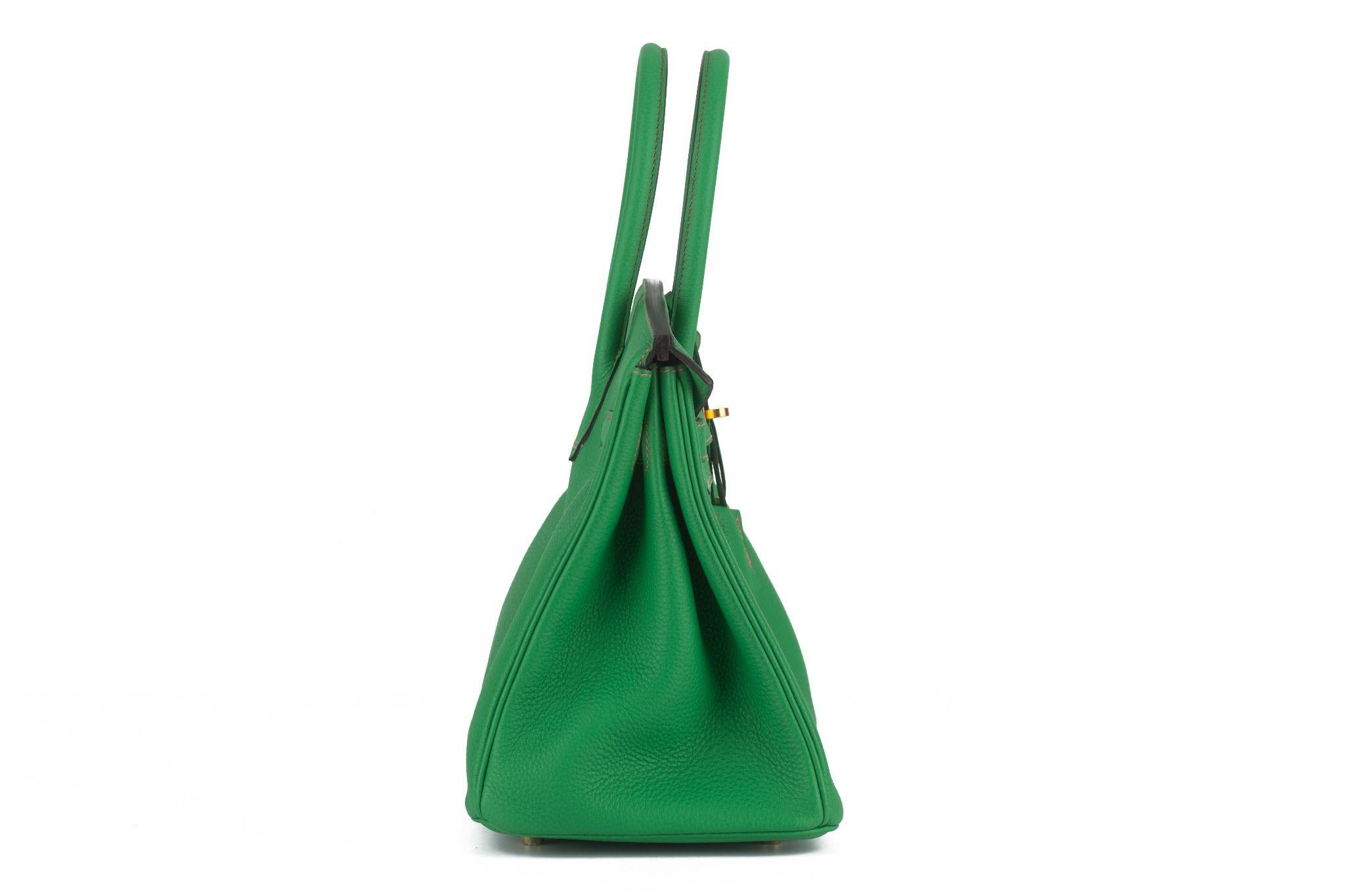 Green Hermès Birkin 30 Verso Bamboo Togo For Sale