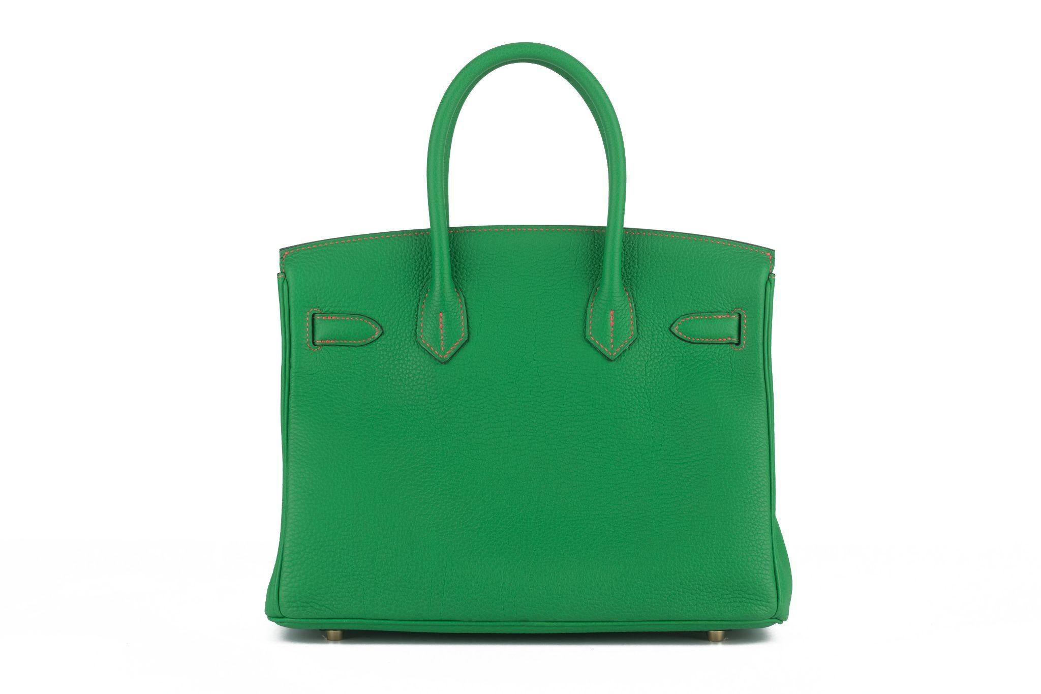 Hermès Birkin 30 Verso Bamboo Togo In Excellent Condition For Sale In West Hollywood, CA