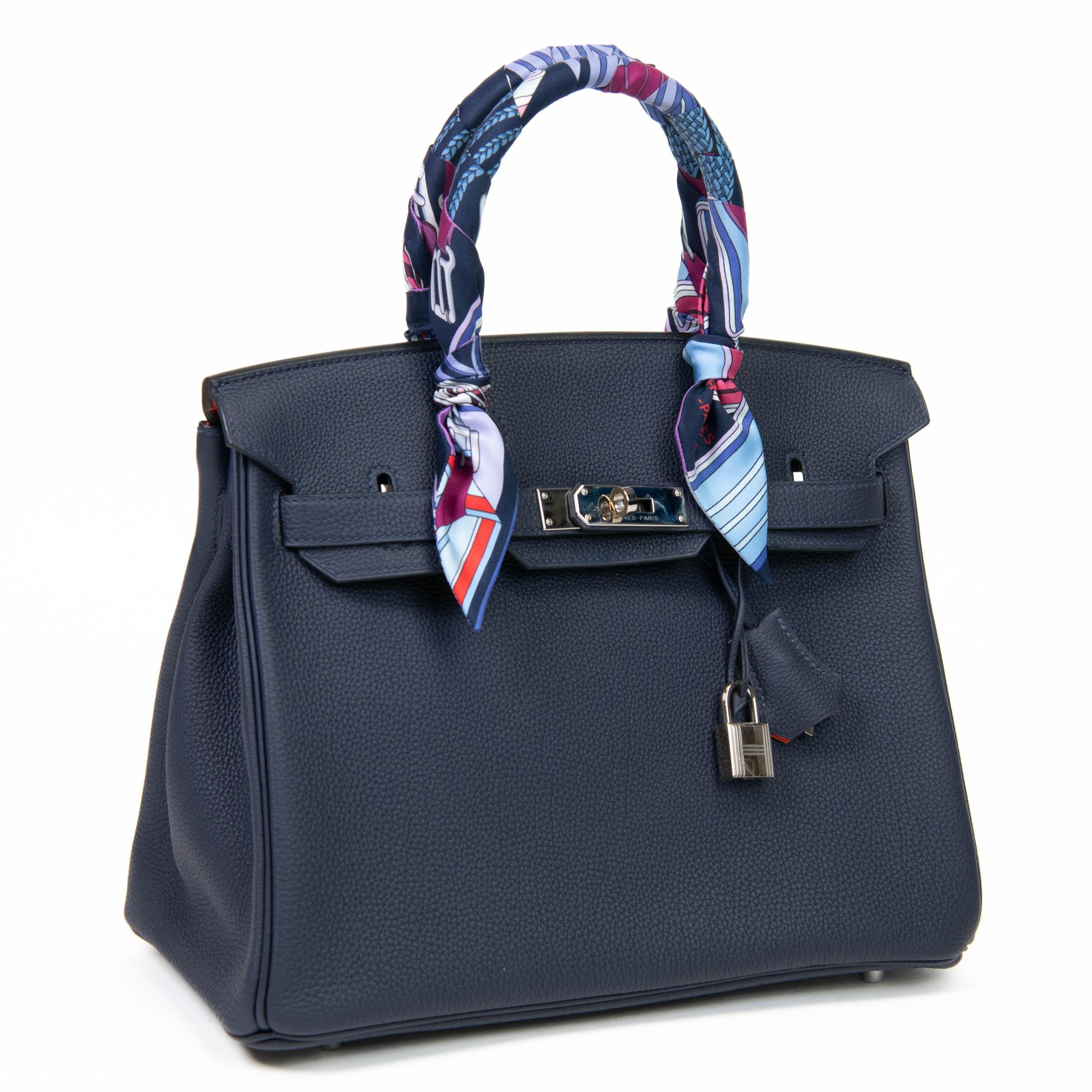 Black Hermès Birkin 30 Verso Blue Nuit and Orange Poppy Togo Palladium Hardware For Sale
