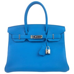 Hermes Birkin 30 Verso Blue Zanzibar Malachite Palladium Hardware 