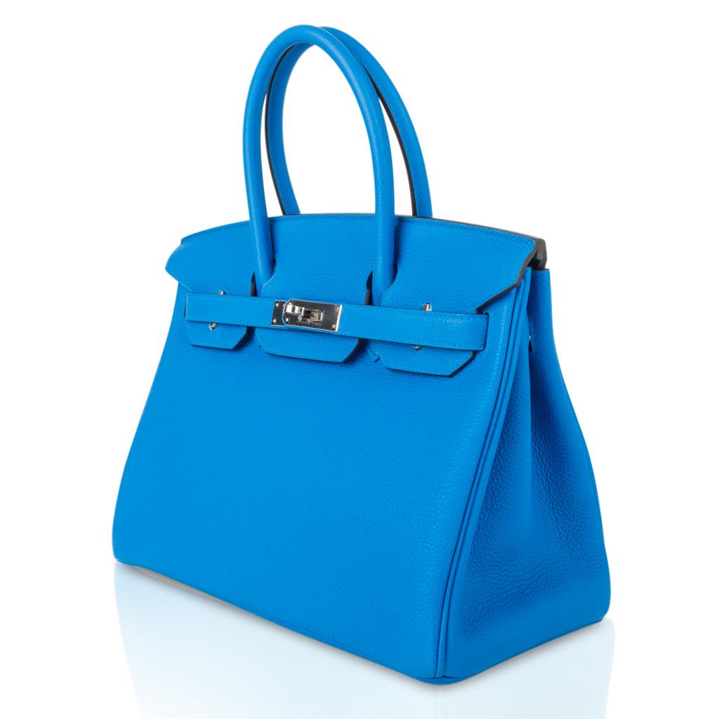 Women's Hermes Birkin 30 Bag Verso Blue Zanzibar Malachite Togo Palladium Hardware 