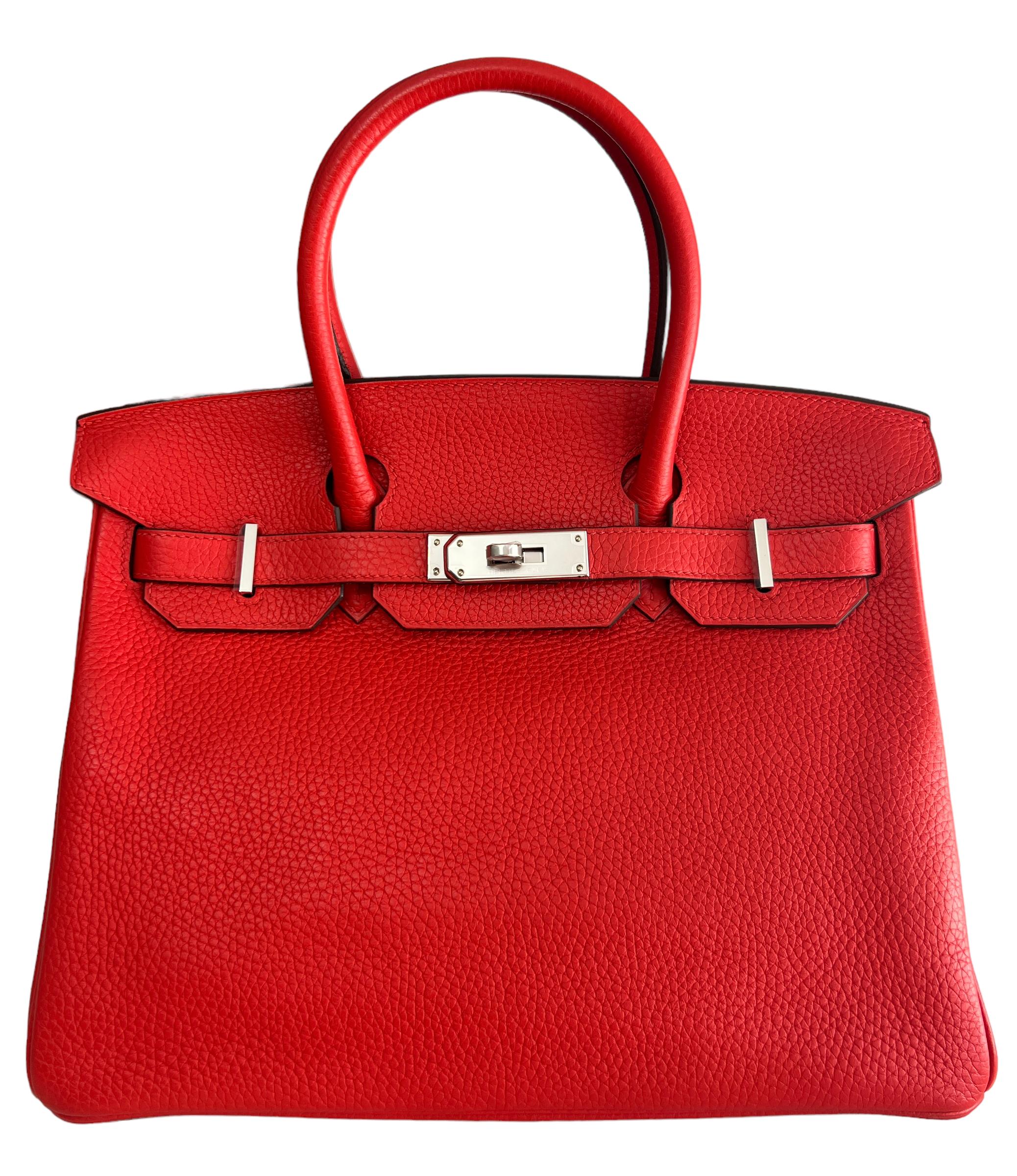 Like New Stunning Hermes Birkin 30  Verso Rouge Tomate Red Naturel Sabel Interior Leather Complimented by Palladium Hardware. D Stamp 2019. As New Condition with Plastic hardware. 

Please Note, the bag has minor indentations on the bottom inside of