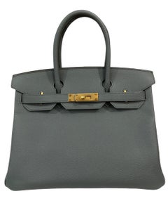 Hermes Birkin 30 Vert Amande Epsom Leather Gold Hardware Green Gray