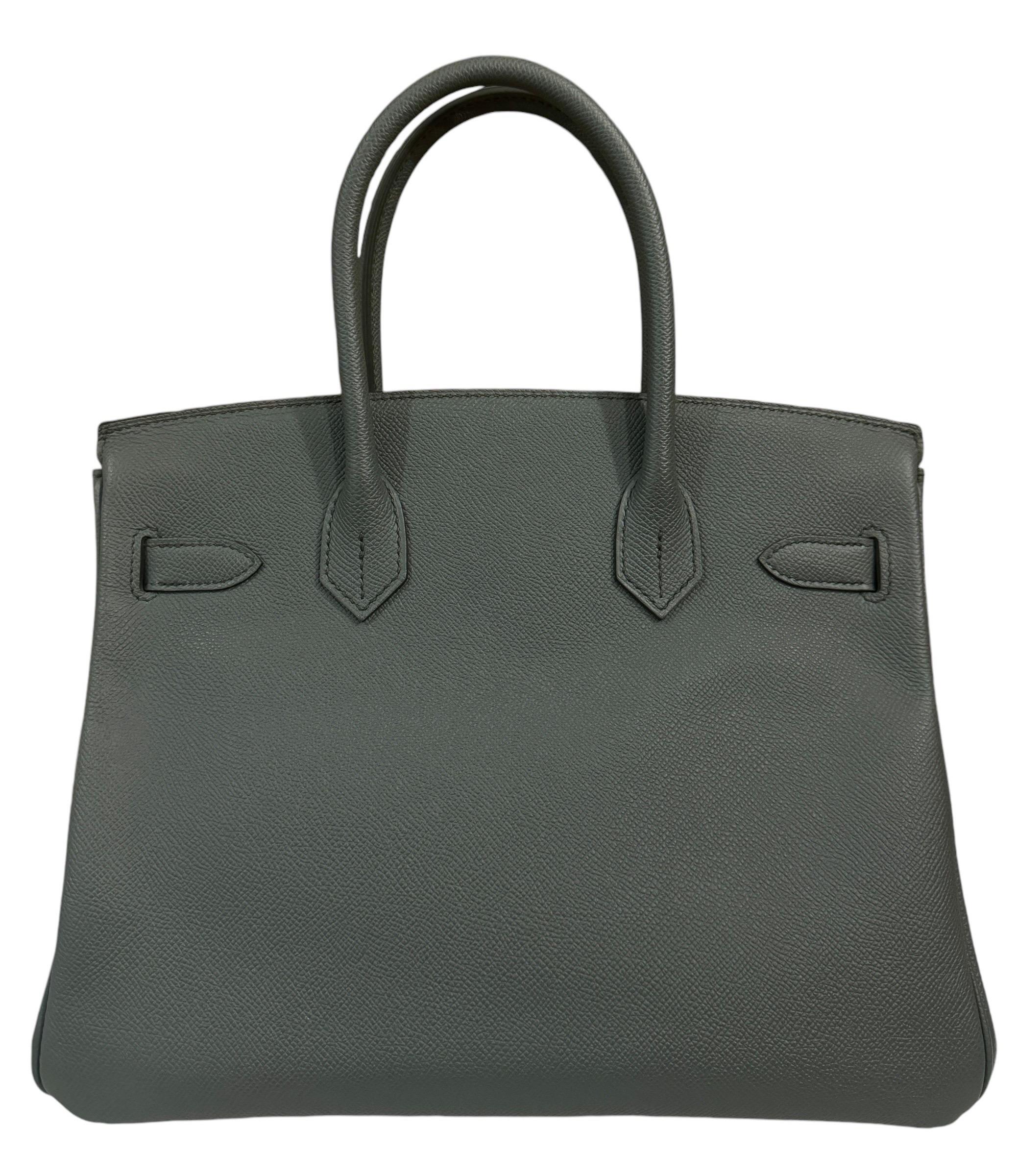 Femenino o masculino Hermes Birkin 30 Vert Amande Epsom Piel Herrajes de Oro Verde Gris