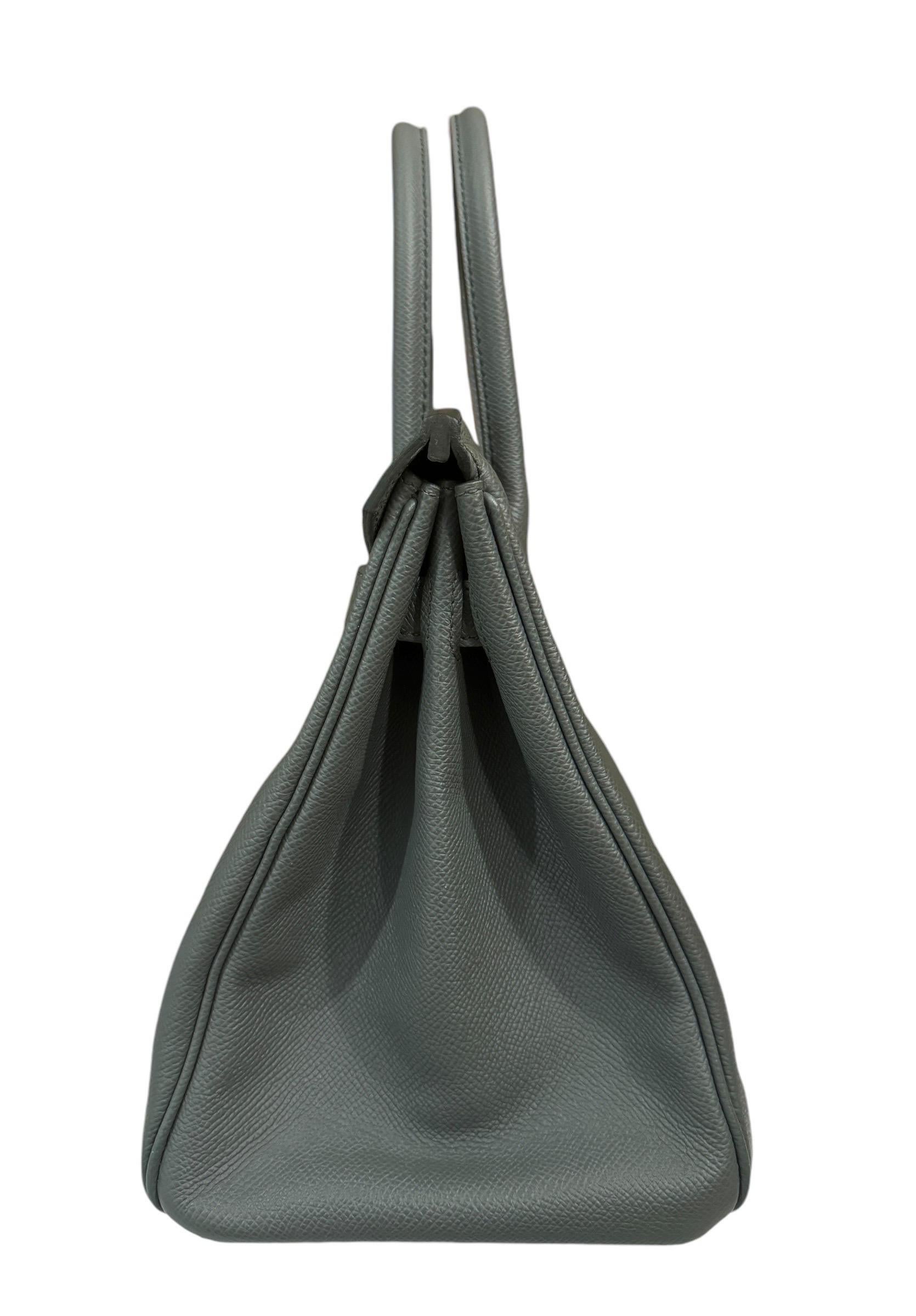 Hermes Birkin 30 Vert Amande Epsom Piel Herrajes de Oro Verde Gris 2
