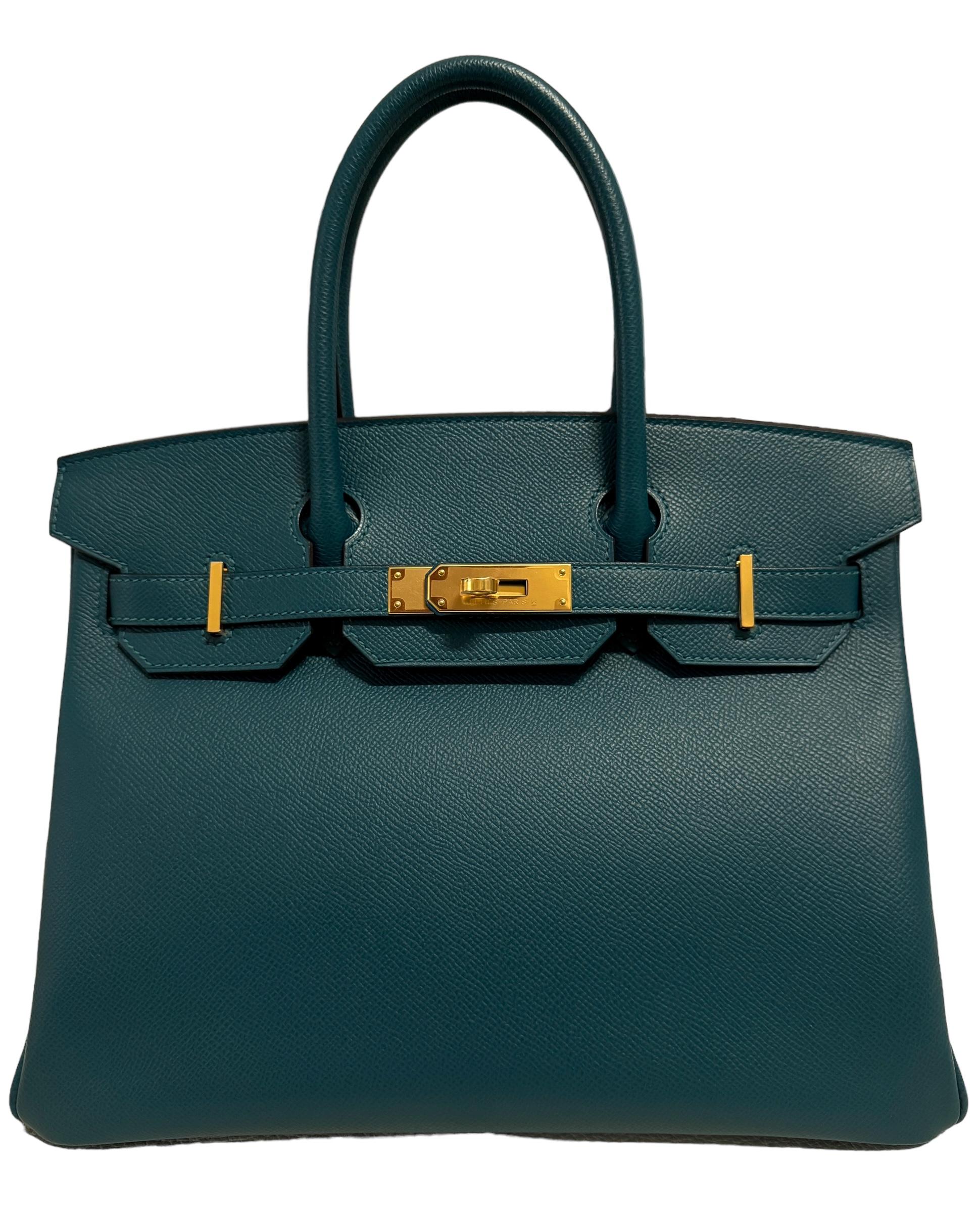 Hermes Birkin 30 Vert Bosphere Green Epsom Leather Gold Hardware New 1