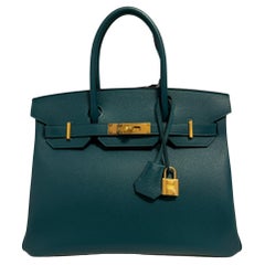 Hermes Birkin 30 Vert Bosphere Green Epsom Leather Gold Hardware New