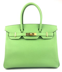 Hermes Birkin 30 Vert Criquet Green Epsom Leather Handbag Gold Hardware 2020