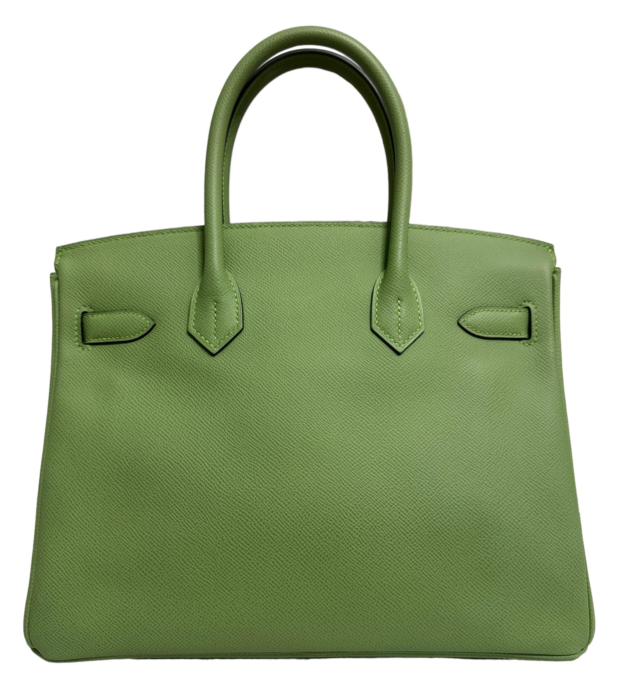 Women's or Men's Hermes Birkin 30 Vert Criquet Green Epsom Leather Handbag Gold Hardware 2020 For Sale