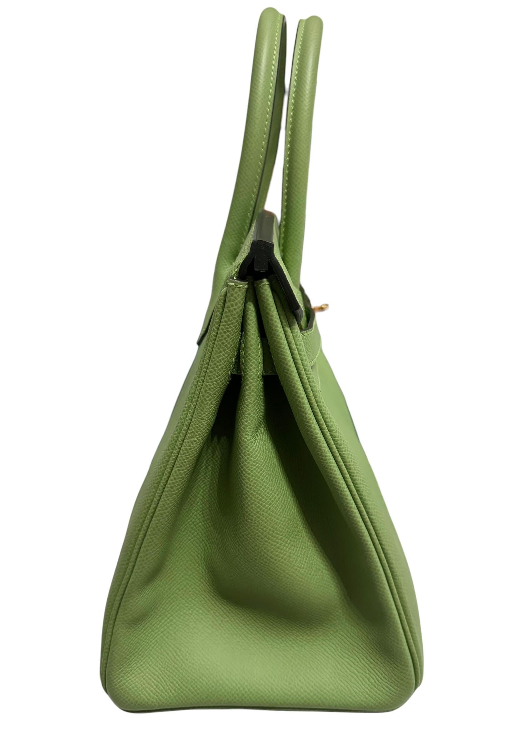 Hermes Birkin 30 Vert Criquet Vert Epsom Leather Handbag Gold Hardware 2020 en vente 2
