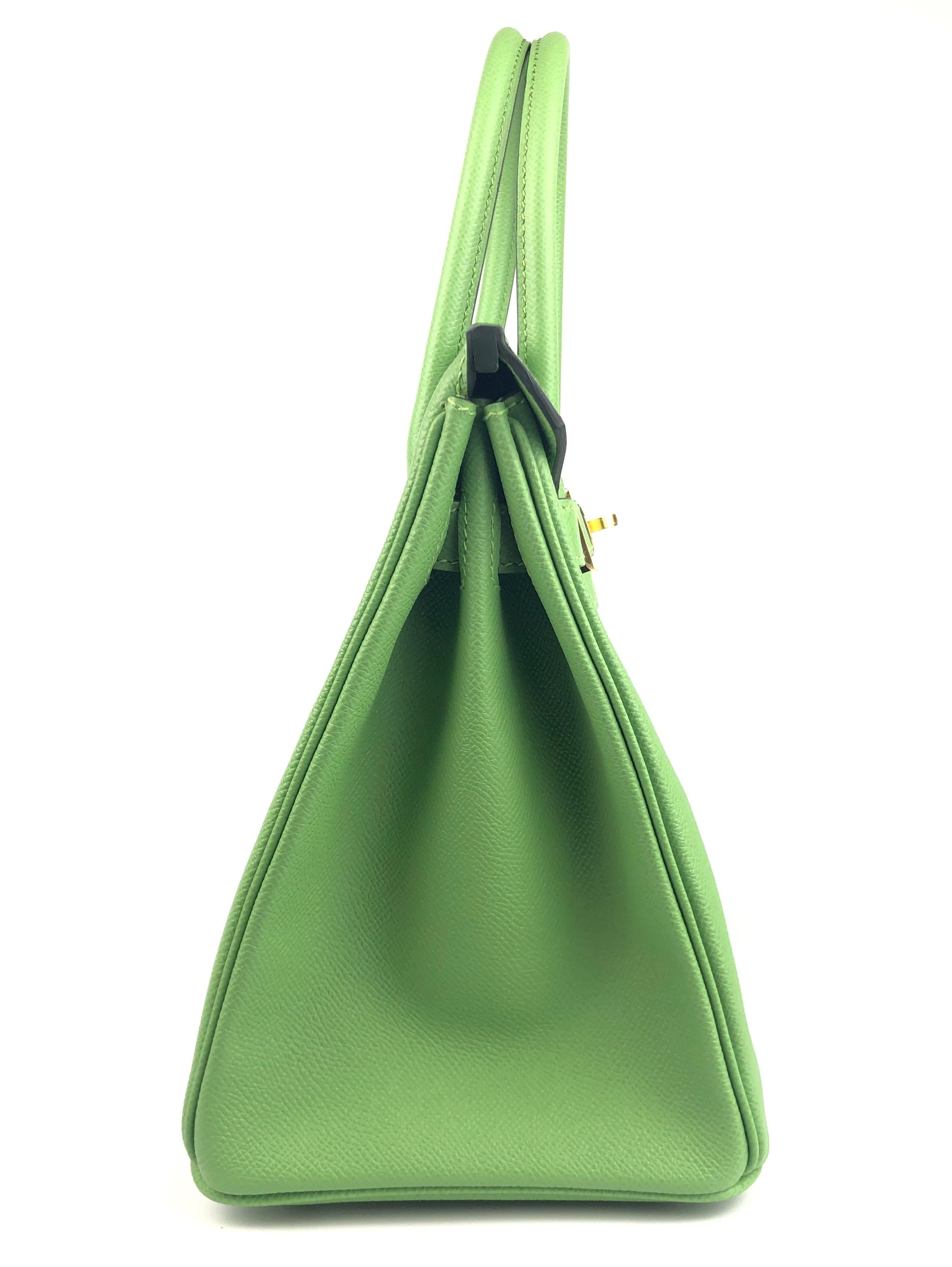 Hermes Birkin 30 Vert Criquet Green Epsom Leather Handbag Gold Hardware 2020 2